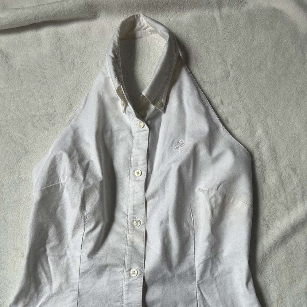 Lilly Pulitzer Sleeveless Open Back Button Down Blouse White NWOT Size 8 Cotton